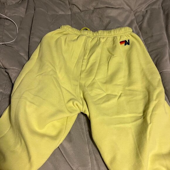 Neon Yellow Aviator Nation Logo Sweatpants size small - Picture 4 of 5